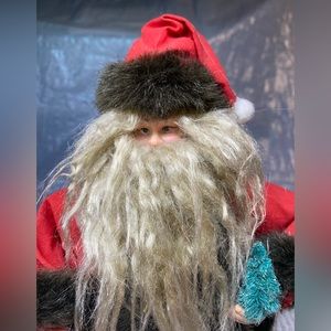 Vintage Santa Claus Red Suit w/fur trim 11” Tall. PRE-OWNED